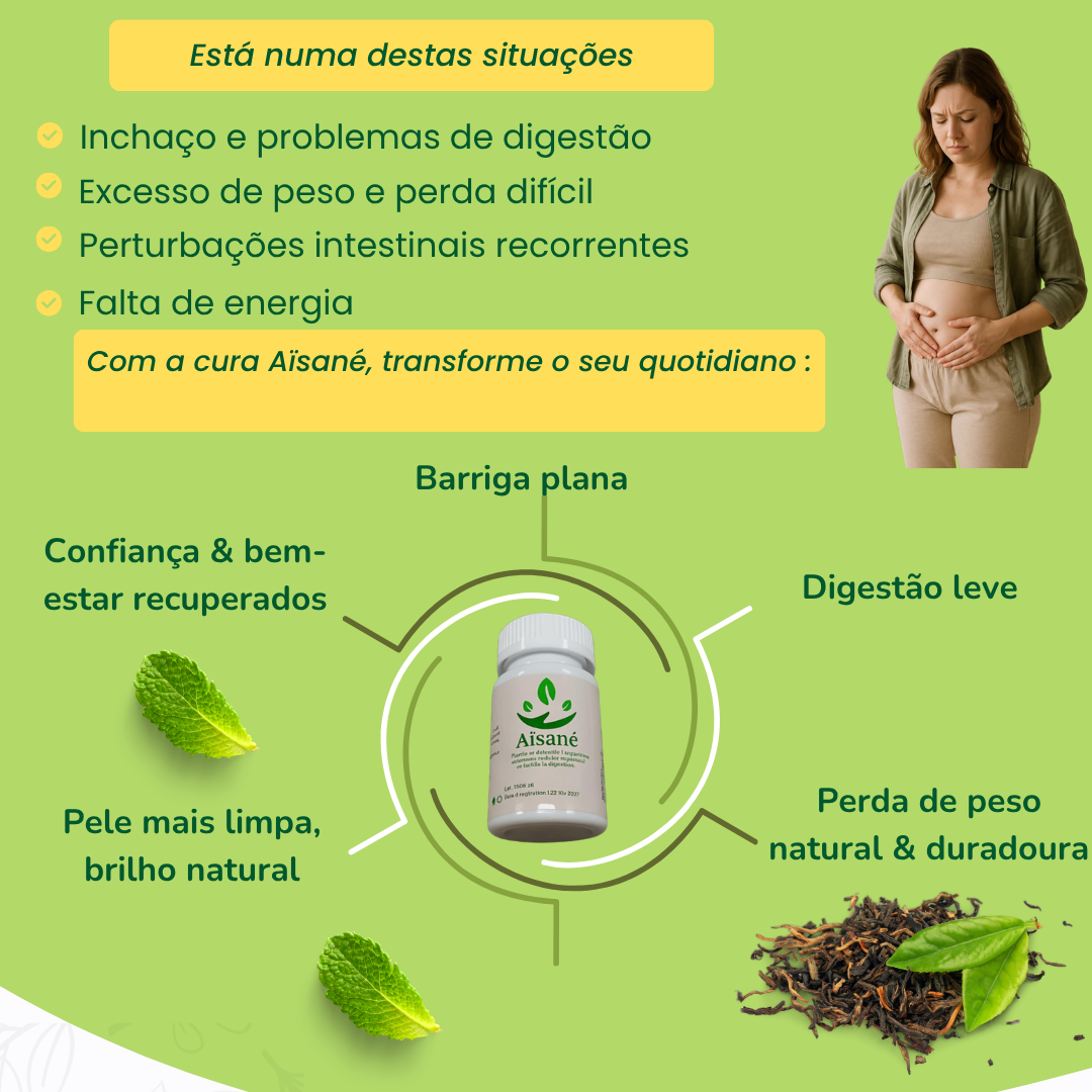 Aïsané - Finalmente leve. Finalmente ela.  A cura natural para uma barriga leve em 15 dias. Portugal