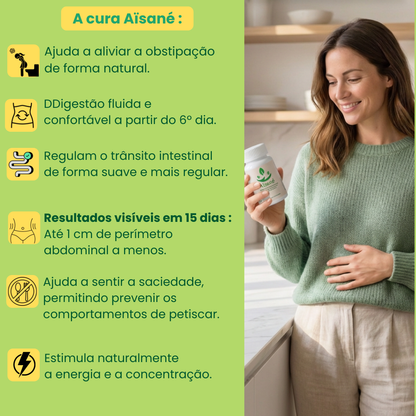 Aïsané - Finalmente leve. Finalmente ela.  A cura natural para uma barriga leve em 15 dias. Portugal